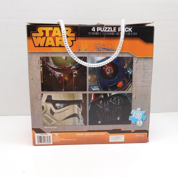 Star Wars 4 puzzle pack Boba Fett R2D2 Princess Leia Darth Vader Cardinal Disney - Picture 4 of 8